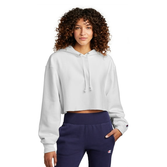 Champion Women's Reverse Weave Cropped CutOff Hooded SweaT-Shirt RW01W