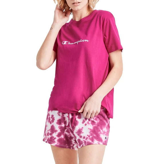 Champion Women's Short Sleeve Tee and Sleep Short Set, 2pc