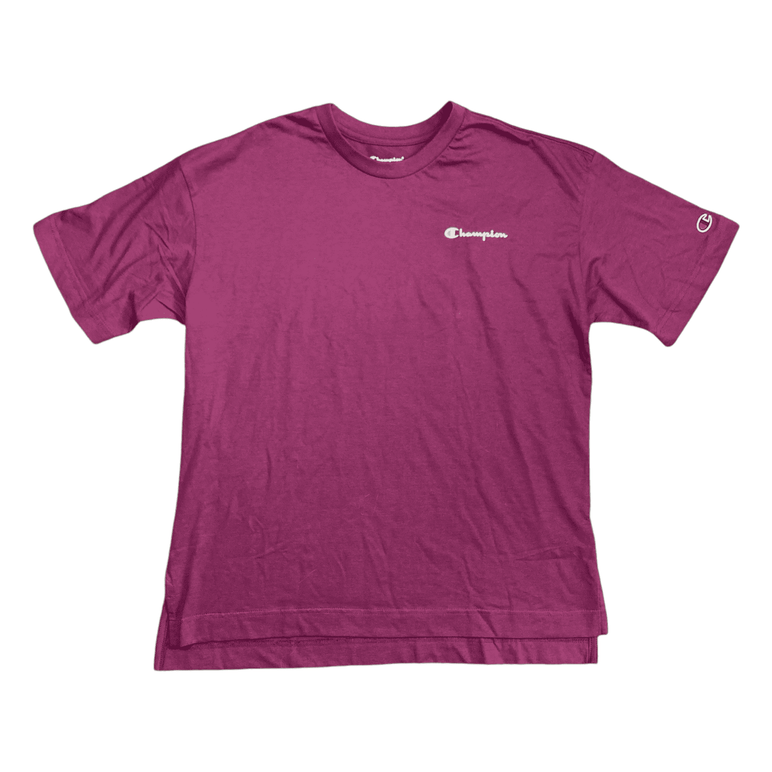 Champion Women s Comfortable Soft Classic Hem Line Short Sleeve T Shirt Purple Ruby L Walmart