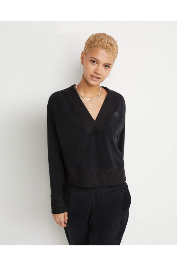 Champion Women's Soft Touch Rib Mix Pullover Black W4805 586QCA 001