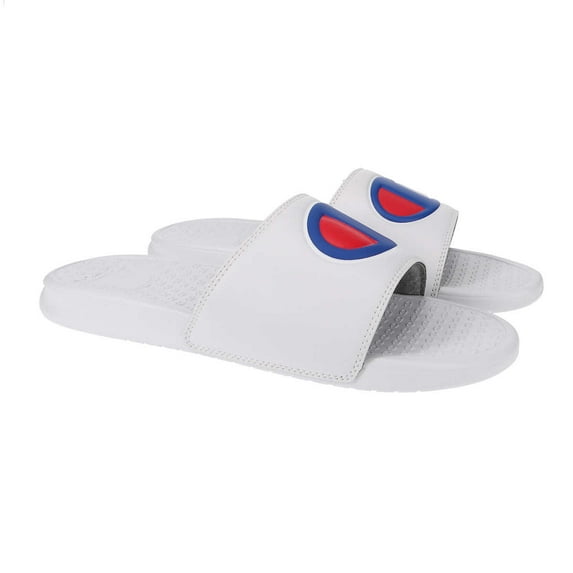 Champion Women's Super Slide Sandal Slipper - Black or White (White, 9)