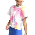 thumbnail image 1 of Champion Women's Tie-Dye Print Tie-Front Soft Cotton Blend Active Yoga T-Shirt-Pink / XL, 1 of 6