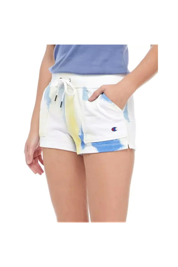 Women's Tie-Dye Print side Pockets Cotton Blend Active Shorts (Blue, L)