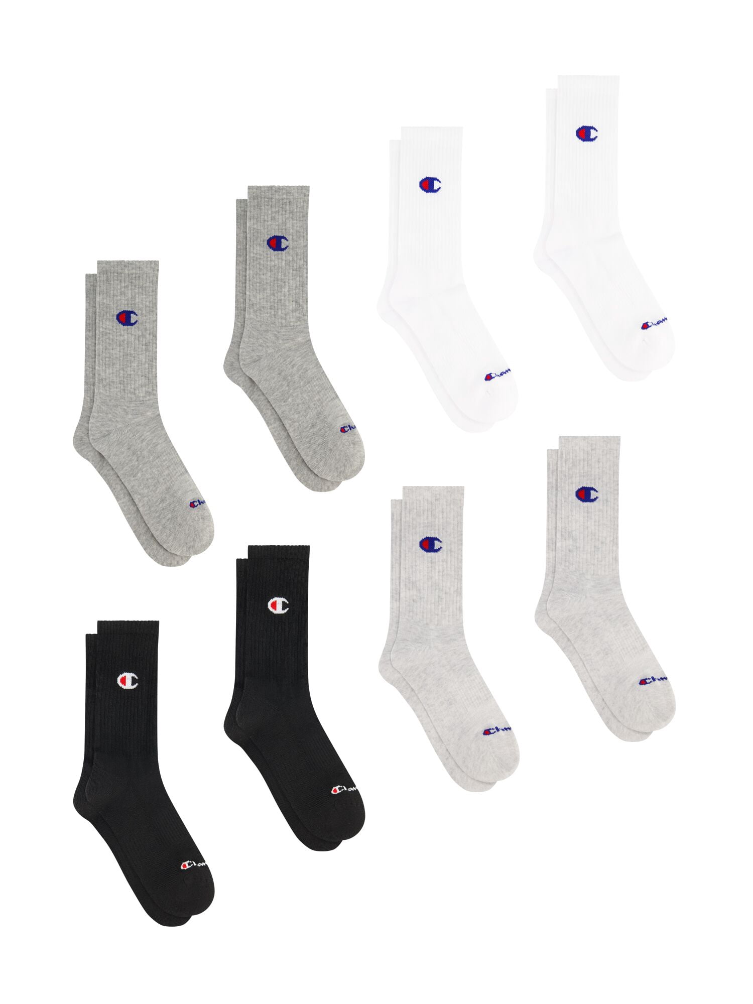 Champion Women’s Wear 360 Cushioned Crew Socks, 8 Pack, Sizes 4-10