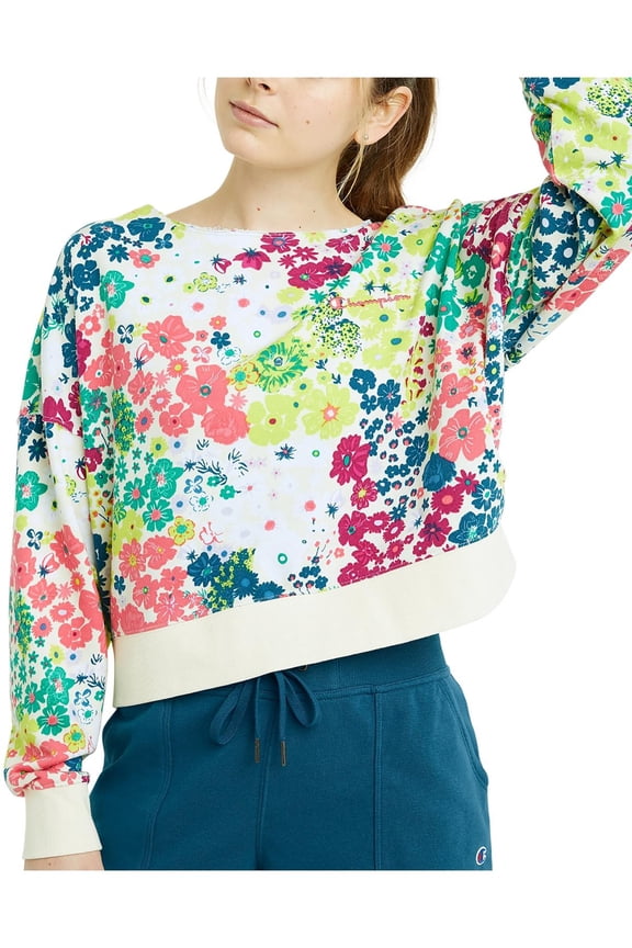 Womens Campus Print Sweatshirt Flower Power M