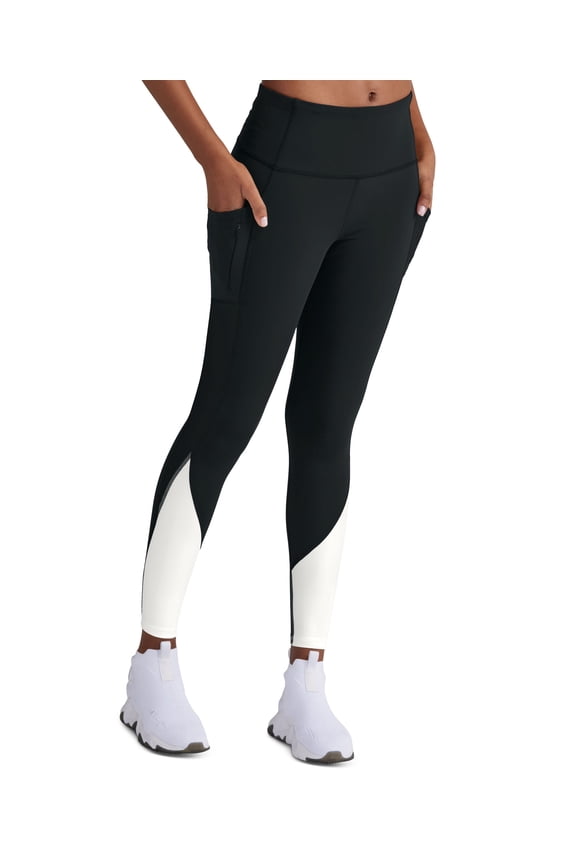 Womens Colorblocked 7/8 Leggings Black/White 2XL