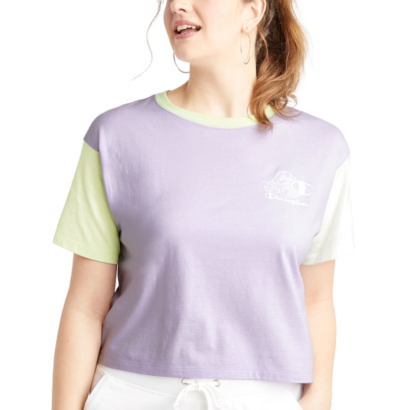 Champion Womens Colorblocked Cropped T-Shirt Urban Lilac M