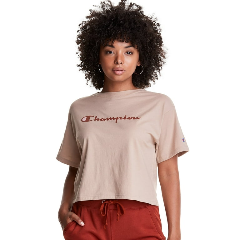 Champion Womens Cropped Tee S Country Walnut Walmart