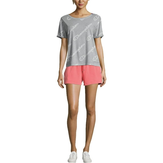 Champion Women's Cotton Logo-Print T-Shirt Gray Size Small