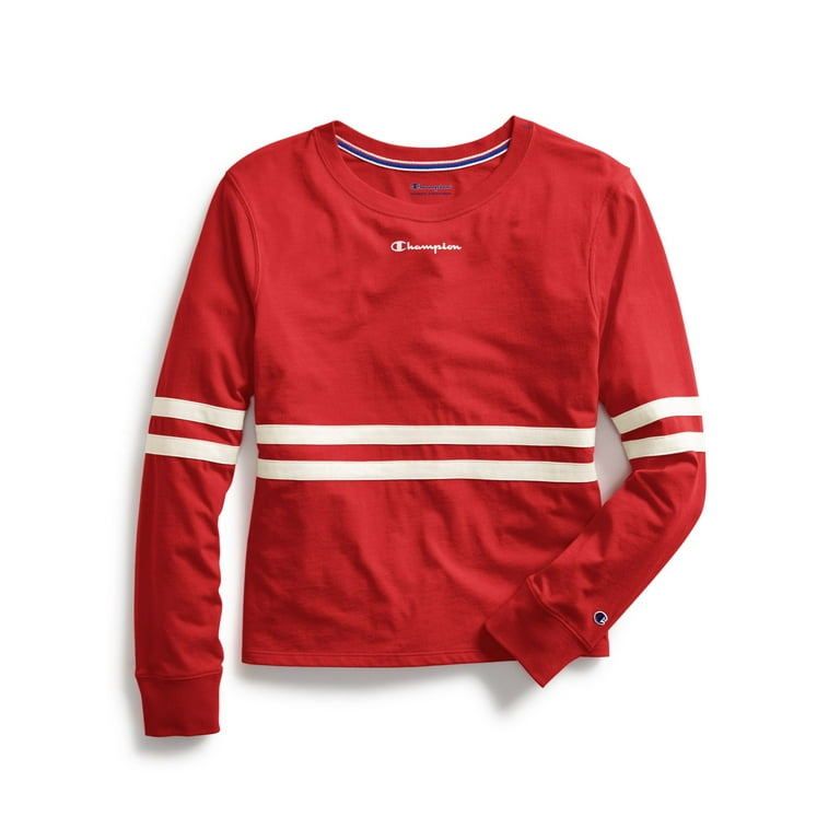 Champion Womens Heritage Long Sleeve Tee L Script Scarlet