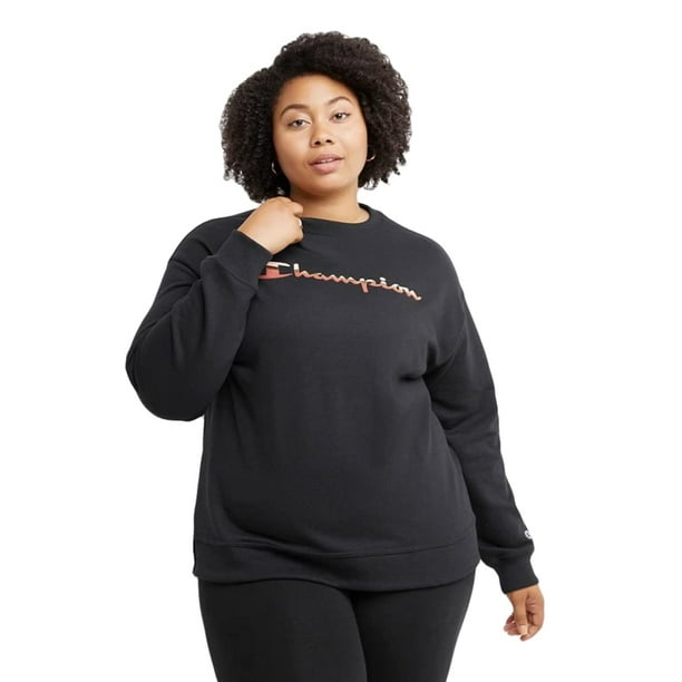 Champion Womens Powerblend Crewneck Sweatshirt BLK M Walmart Business Supplies