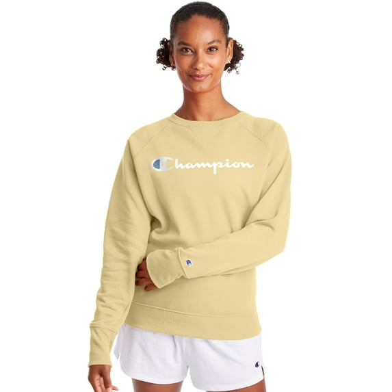 Champion Womens Powerblend Fleece Boyfriend Crew, XL, Melted Butter Yellow
