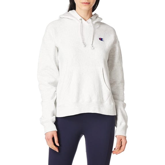 Champion Womens Relaxed Reverse Weave Hoodie, Left Chest C Large Gfs Silver Grey-y06145