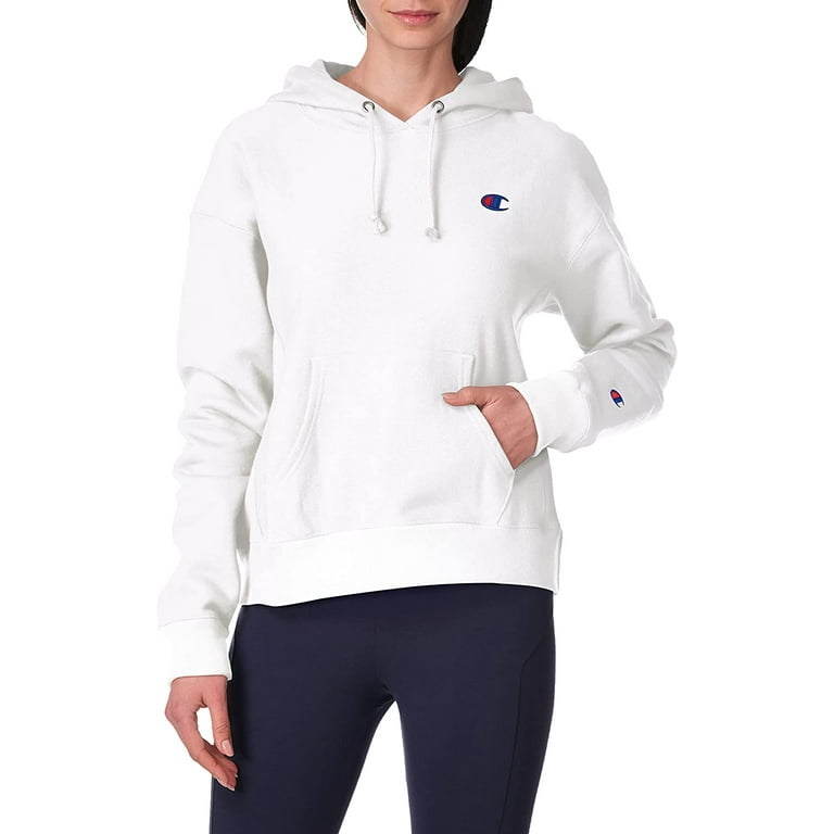 Champion Womens Relaxed Reverse Weave Hoodie Left Chest C X Small White y06145