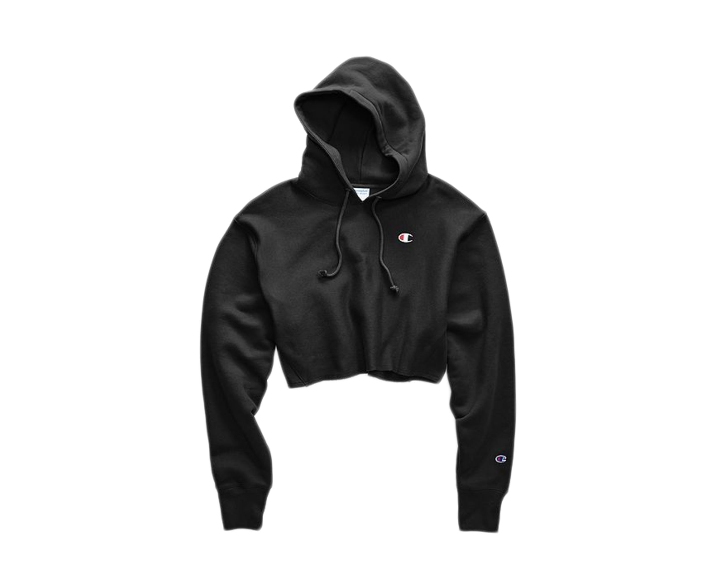Champion Womens Reverse Weave Cropped Cut-Off Hoodie, Left Champion Womens Reverse Weave Cropped Cut-Off Hoodie, Left