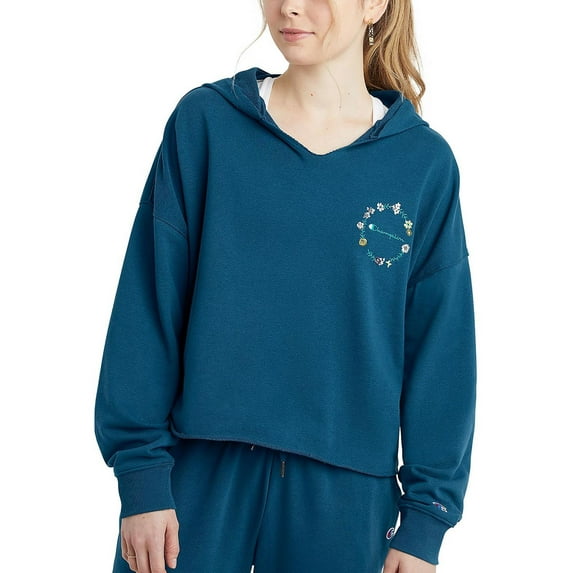 Champion Womens Campus French Terry Hoodie Fresh Teal XS