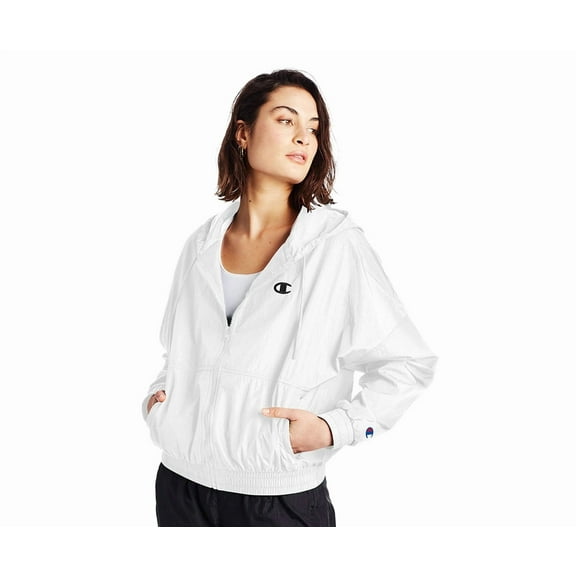 Champion Woven Fz Hood Womens Jackets Size S, Color: White/Black