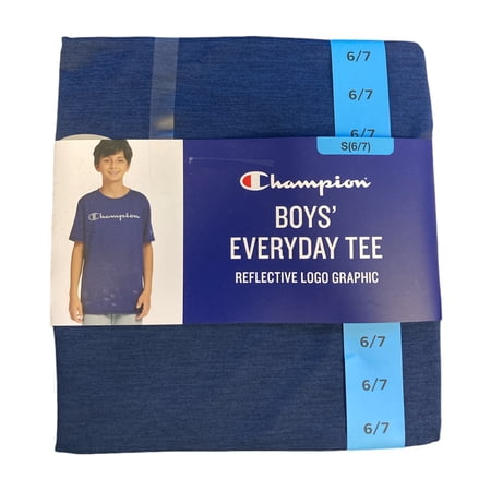 Champion Youth Boy's Soft Short Sleeve Everyday Chest Graphic Logo Tee (Medieval Blue, M (8))
