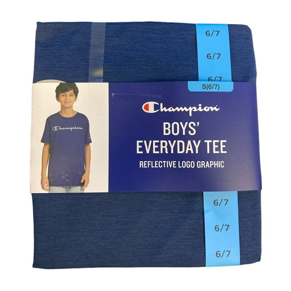 Champion Youth Boy's Soft Short Sleeve Everyday Chest Graphic Logo Tee (Medieval Blue, XL (14/16))