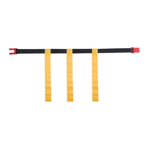 Champion Sports Adjustable Magnetic Flag Football Belts: Flag Football Belt Set - Adjustable Flag Football Belts with Magnet Buckles - Black Belt with 3 Yellow Flags and Buckle - Large Size, 12 Pack