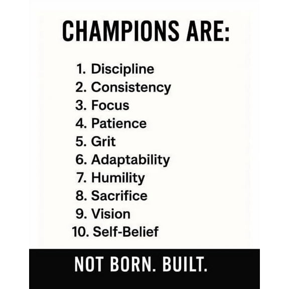 Champions are ... Motivational Inspirational Positive Quotes Personal Growth Mindset for Success Wall Art Print Wall Art Home Office Gym Room Decor, White
