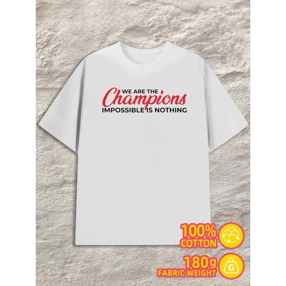 Champions T-Shirt mens 180G 100% Cotton white Funny Unisex Shirt Cotton tshirts Retro Unisex Shirt Graphic Tee tshirts Fashion Unisex Shirt Short Sleeve tshirts
