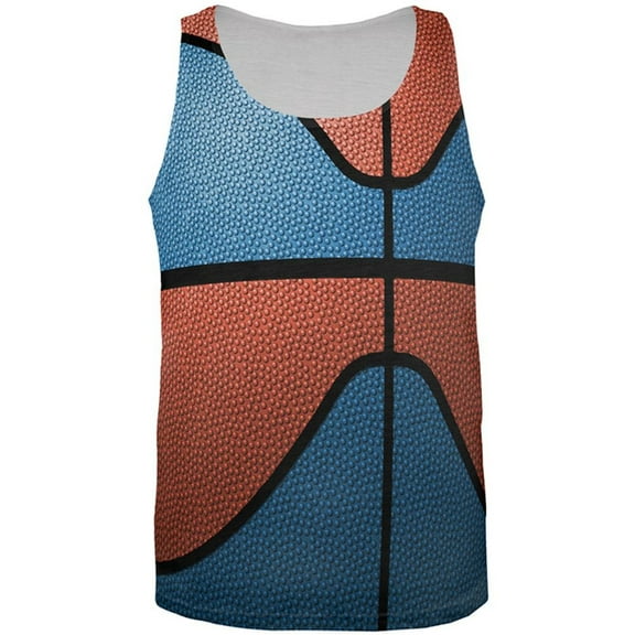 Championship Basketball Blue and Orange All Over Mens Tank Top Multi MD