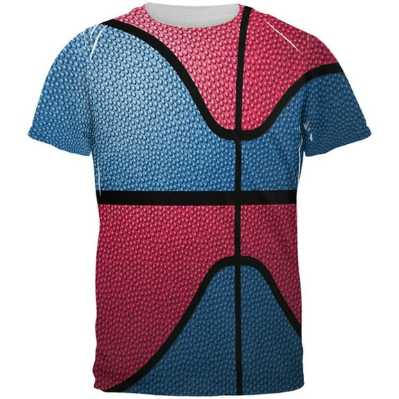 Championship Basketball Blue and Red All Over Mens T Shirt Multi X-LG