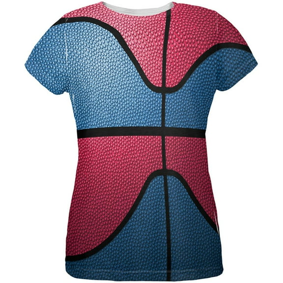 Championship Basketball Blue and Red All Over Womens T Shirt Multi 2XL