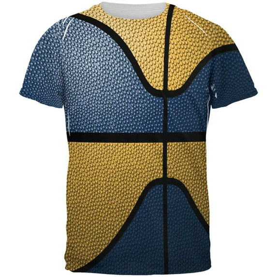 Championship Basketball Blue and Yellow All Over Mens T Shirt Multi MD