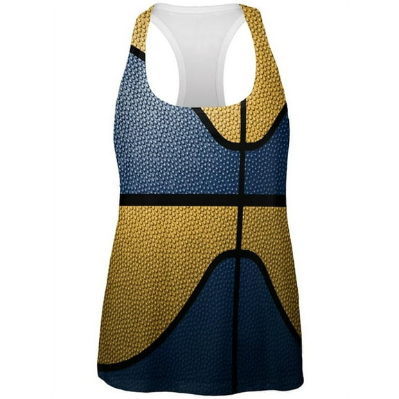 Championship Basketball Blue and Yellow All Over Womens Work Out Tank Top Multi SM