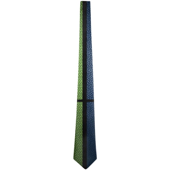Championship Basketball Dark Blue and Electric Green All Over Neck Tie Multi Standard One Size