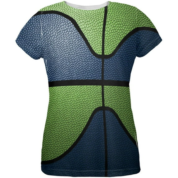 Championship Basketball Dark Blue and Electric Green All Over Womens T Shirt Multi LG
