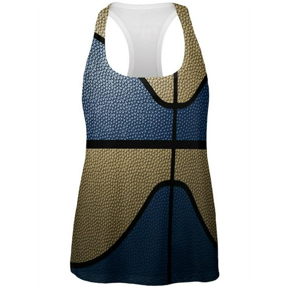 Championship Basketball Dark Blue and Gold All Over Womens Work Out Tank Top Multi SM