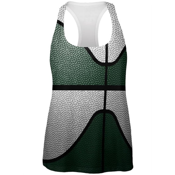 Championship Basketball Forest Green & White All Over Womens Work Out Tank Top Multi 2XL