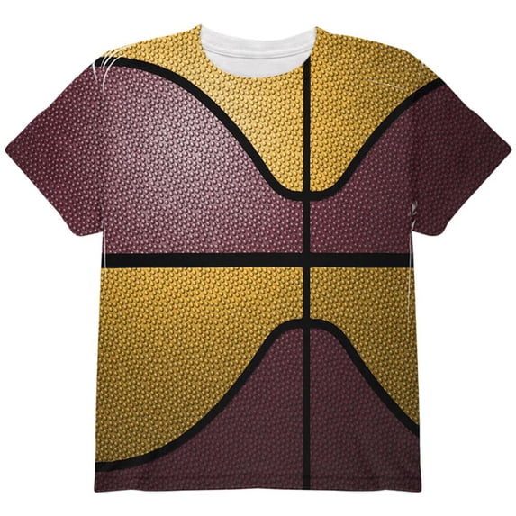 Championship Basketball Maroon and Gold All Over Youth T Shirt