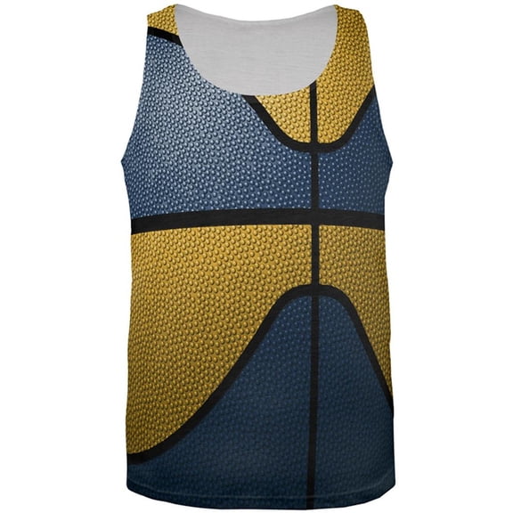 Championship Basketball Navy & Gold All Over Mens Tank Top Multi SM
