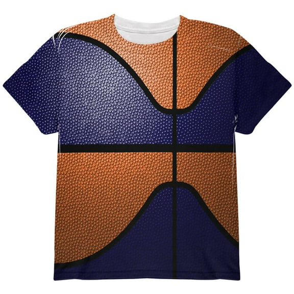 Championship Basketball Navy & Orange All Over Youth T Shirt Multi YXL