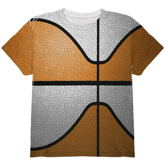 Championship Basketball Orange & White All Over Youth T Shirt