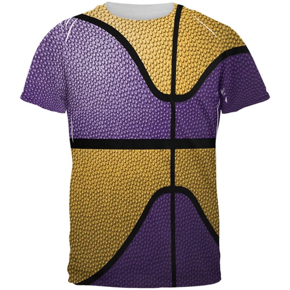 Championship Basketball Purple and Gold All Over Mens T Shirt Multi 2XL