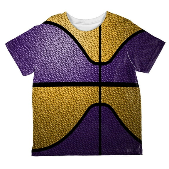 Championship Basketball Purple and Gold All Over Toddler T Shirt