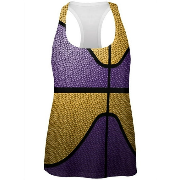 Championship Basketball Purple and Gold All Over Womens Work Out Tank Top Multi SM