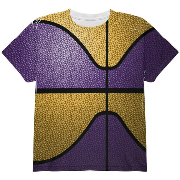 Championship Basketball Purple and Gold All Over Youth T Shirt Multi YLG