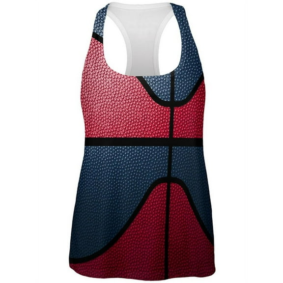 Championship Basketball Red & Navy Blue All Over Womens Work Out Tank Top Multi MD