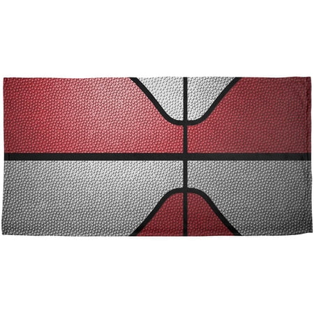 Championship Basketball Red & White All Over Beach Towel