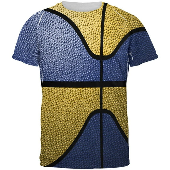 Championship Basketball Royal Blue and Yellow All Over Mens T Shirt Multi SM