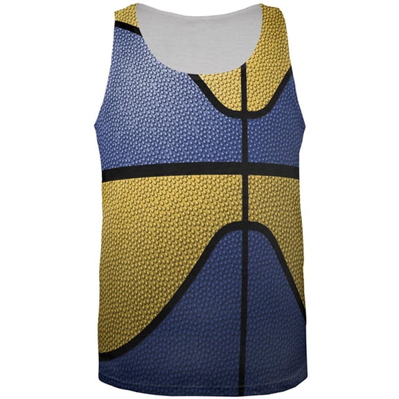 Championship Basketball Royal Blue and Yellow All Over Mens Tank Top Multi MD