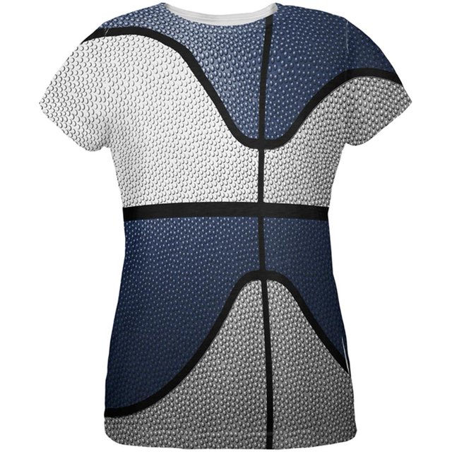 Championship Basketball White & Navy Blue All Over Womens T Shirt Multi LG