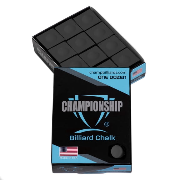 Championship Billiard Pool Cue Chalk, 12-Pack, Made in USA, Black