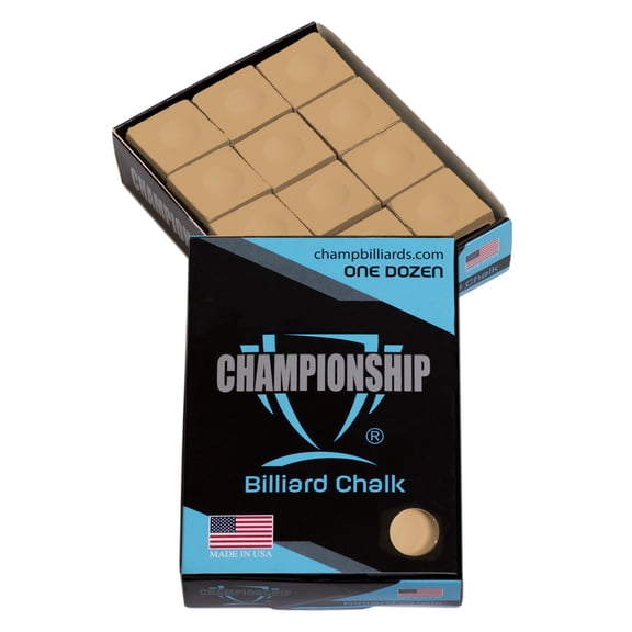 Championship Billiard Pool Cue Chalk, 12-Pack, Made in USA, Tan
